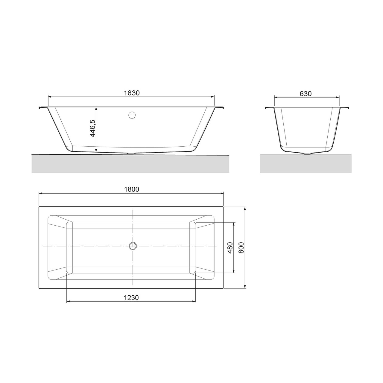 Luca Varess Viticcio baignoire encastrable duo 180 x 80 cm acrylique blanc mat
