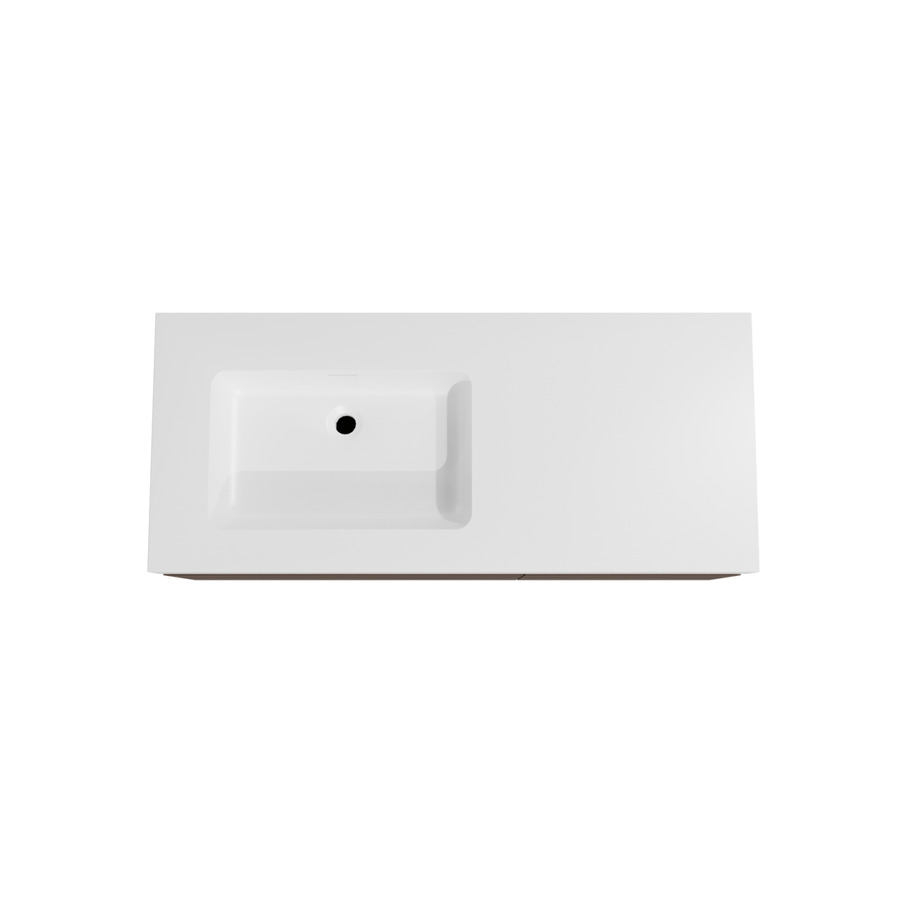 Storke Edge zwevend badmeubel 120 x 52 cm notenhout met Mata High asymmetrisch linkse wastafel in solid surface mat wit