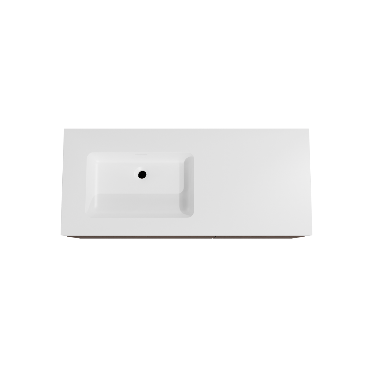 Storke Edge meuble salle de bains suspendu 120 x 52 cm noyer avec Mata High vasque asymétrique gauche en solid surface blanc mat