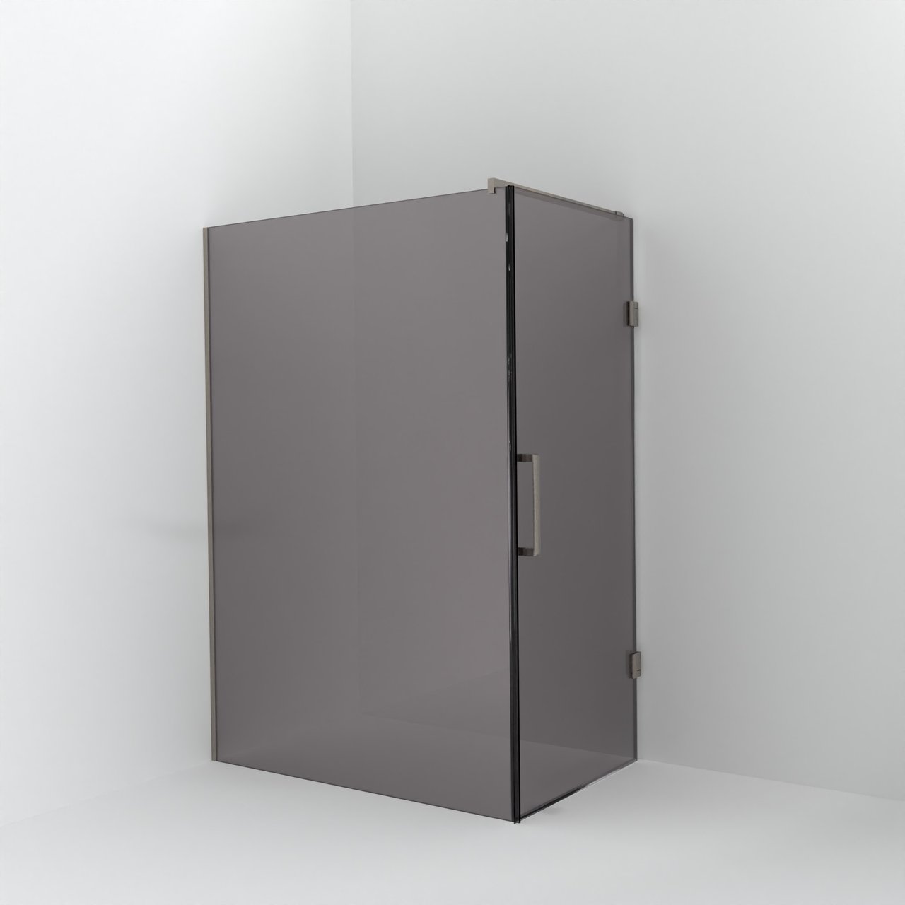Balmani Modular inloopdouche met deur: 140 x 200 cm met deur 90 cm, Rookglas, Brushed CoolMetal profielen
