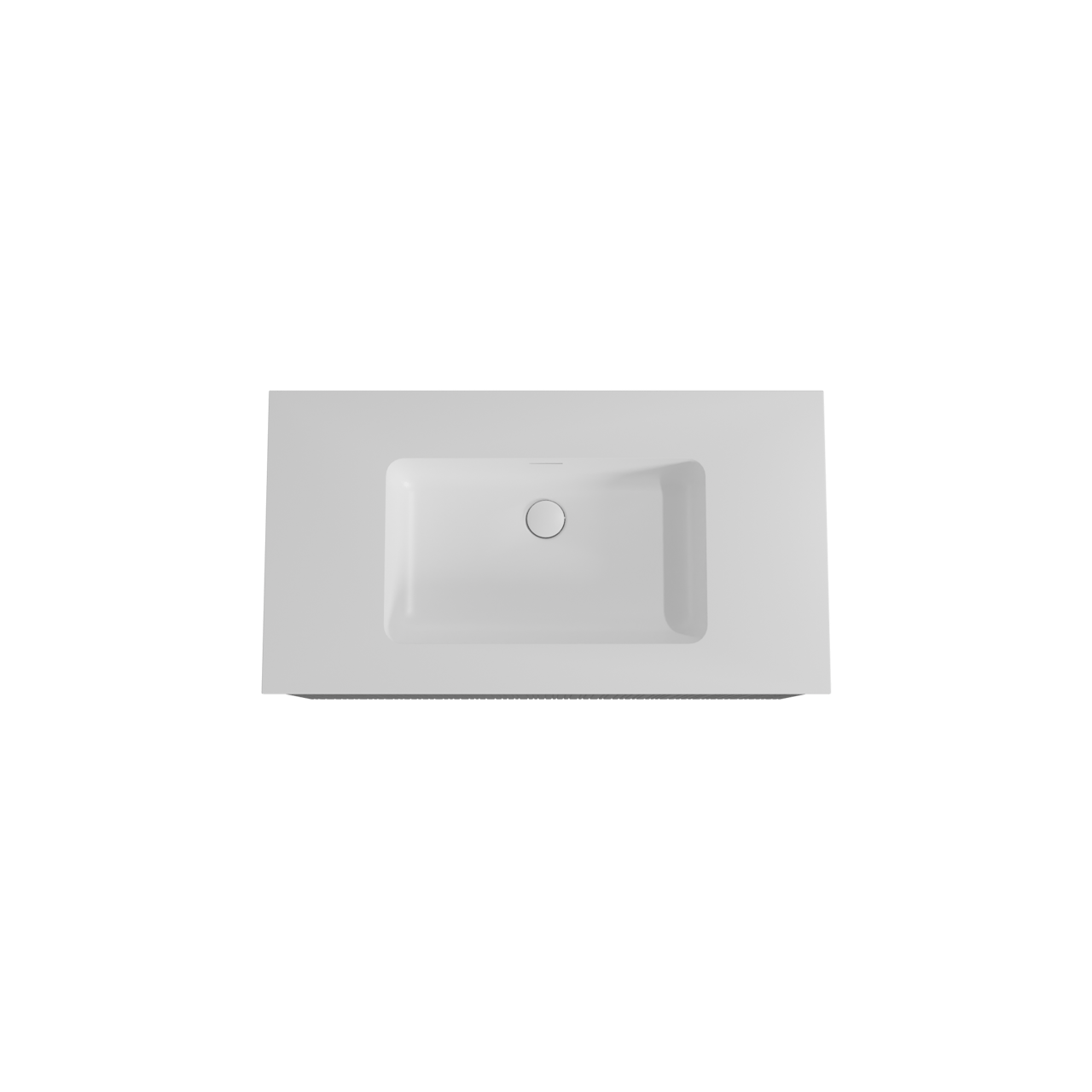 Storke Ribs meuble salle de bains suspendu 95 x 52 cm chêne noir avec Mata plan simple en solid surface blanc mat, Nervure droite asymétrique verticale