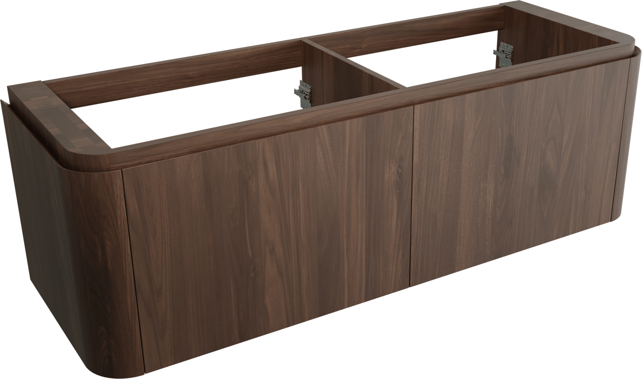 Balmani Moon hängender Waschbeckenunterschrank: 160 x 55 cm, Amerikanischer Nussbaum, 4 Schubladen
