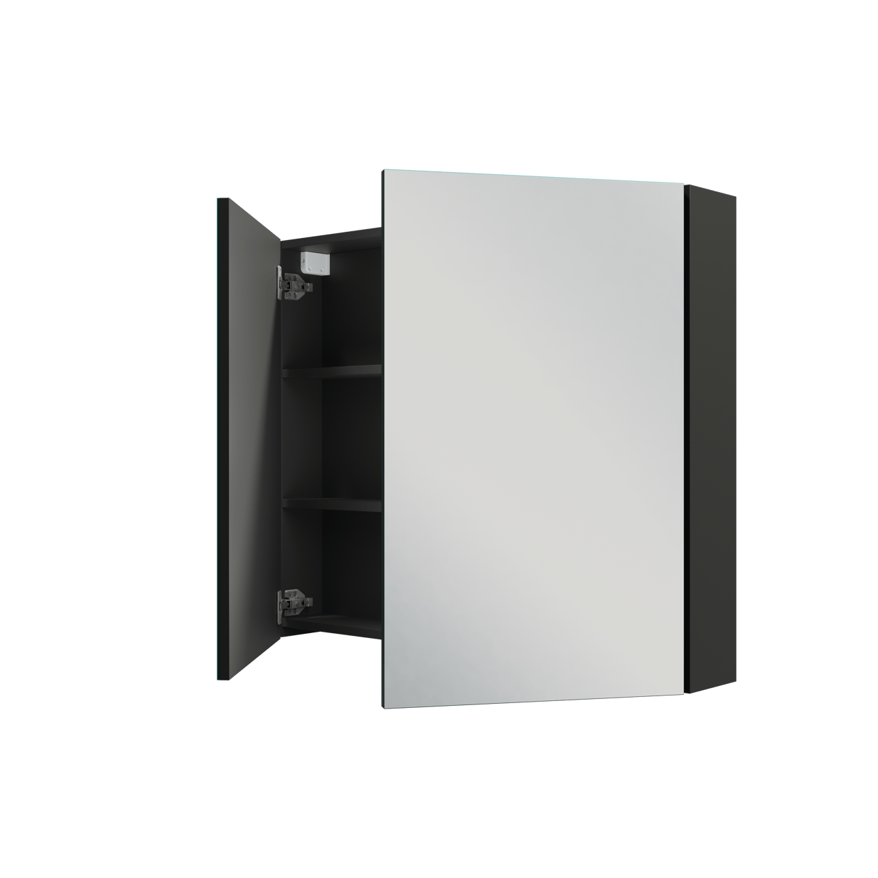 Linie Montro Spiegelschrank Bad: 90 x 75 cm, Schwarz Matt