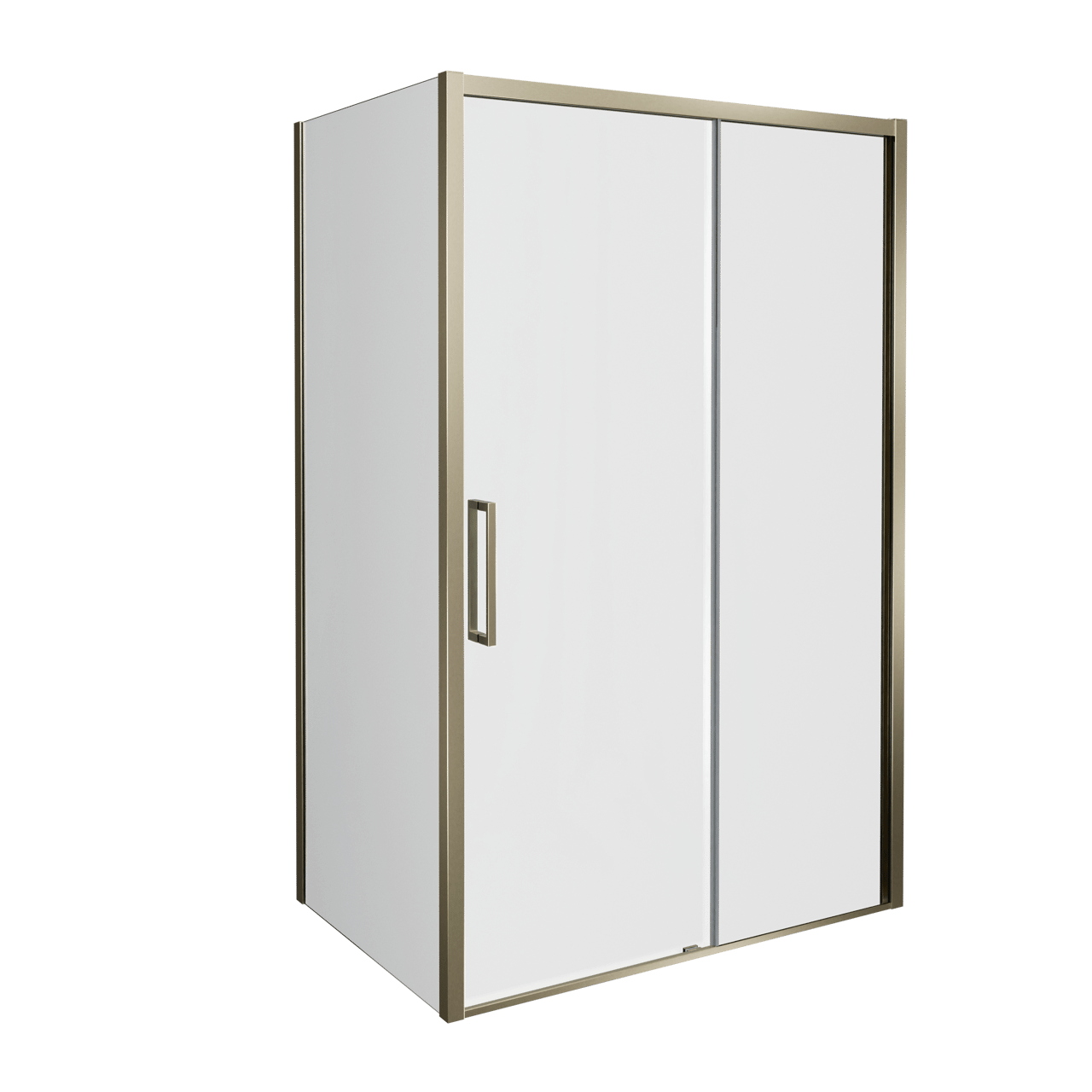 Balmani Senses Design douchehoek met rechtse schuifdeur en vaste zijwand, 180 x 80 cm, Helder glas, Brushed Champagne Gold profielen