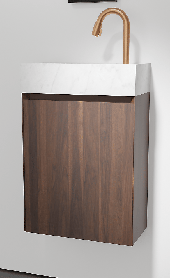 Balmani Mitra zwevend toiletmeubel 42 x 21 cm amerikaanse notelaar met Dama wastafel in Carrara marmer