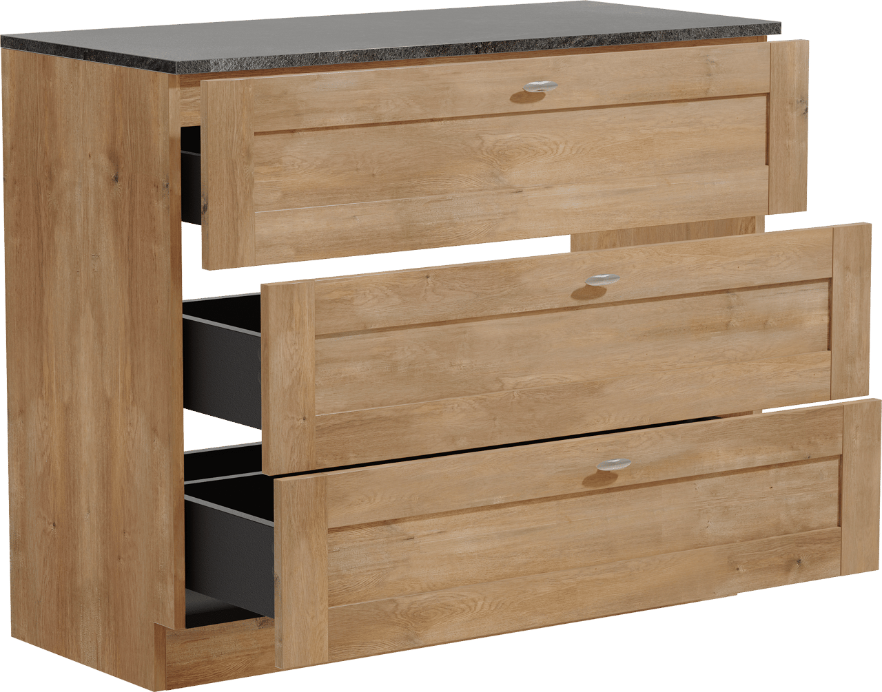 Linie Classo meuble salle de bains à poser 100 x 46 cm chêne naturel avec Lado tablette simple ou double en mélaminé ardoise gris