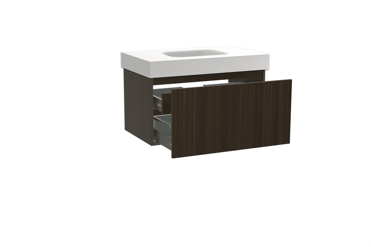 Balmani Sfera zwevend badkamermeubel 90 x 55 cm eucalyptus met Arcato enkele wastafel in solid surface mat wit