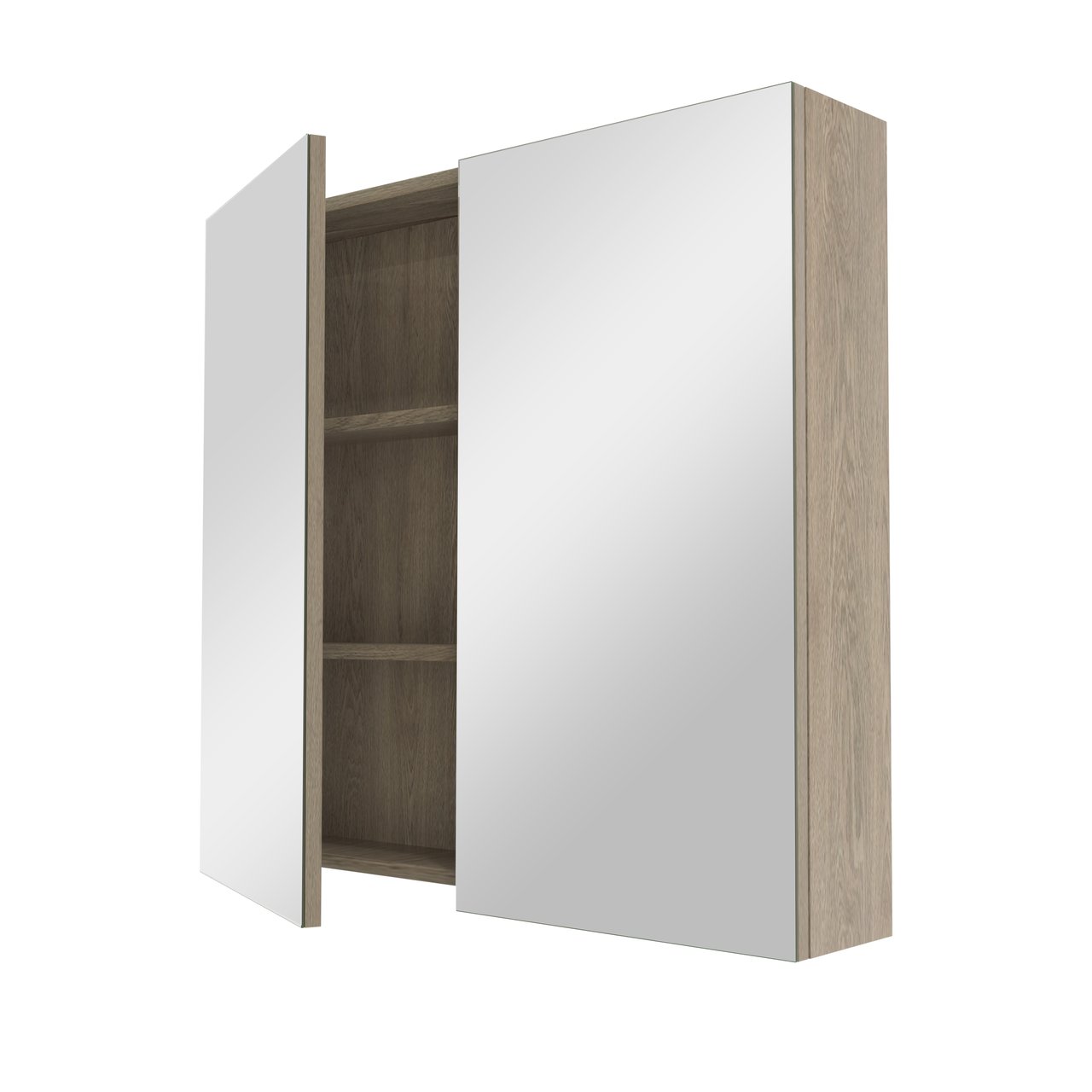 Linie Montro Spiegelschrank Bad: 80 x 75 cm, graue Eiche