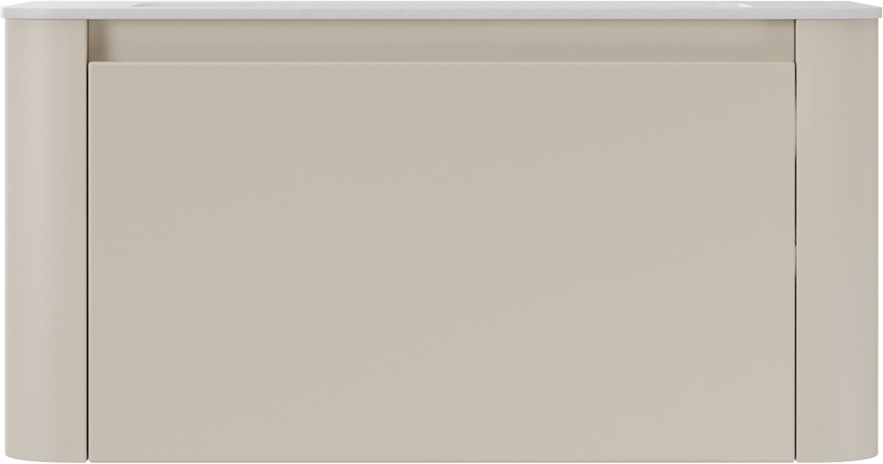 Storke Soft meuble salle de bains suspendu 100 x 46 cm Sand mat avec Mata Soft plan simple en Solid Surface blanc mat