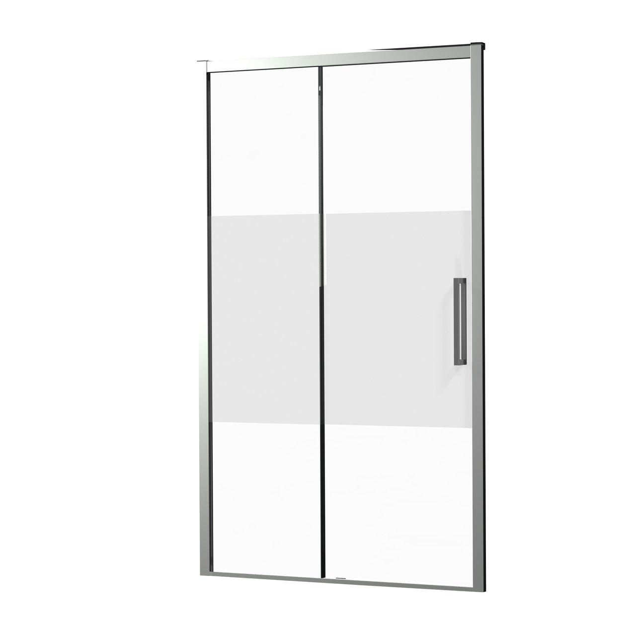 Luca Varess Senses linkse schuifdeur met vaste wand - voor douchehoek - 120 cm Helder glas met matte strook glanzend chroom profiel