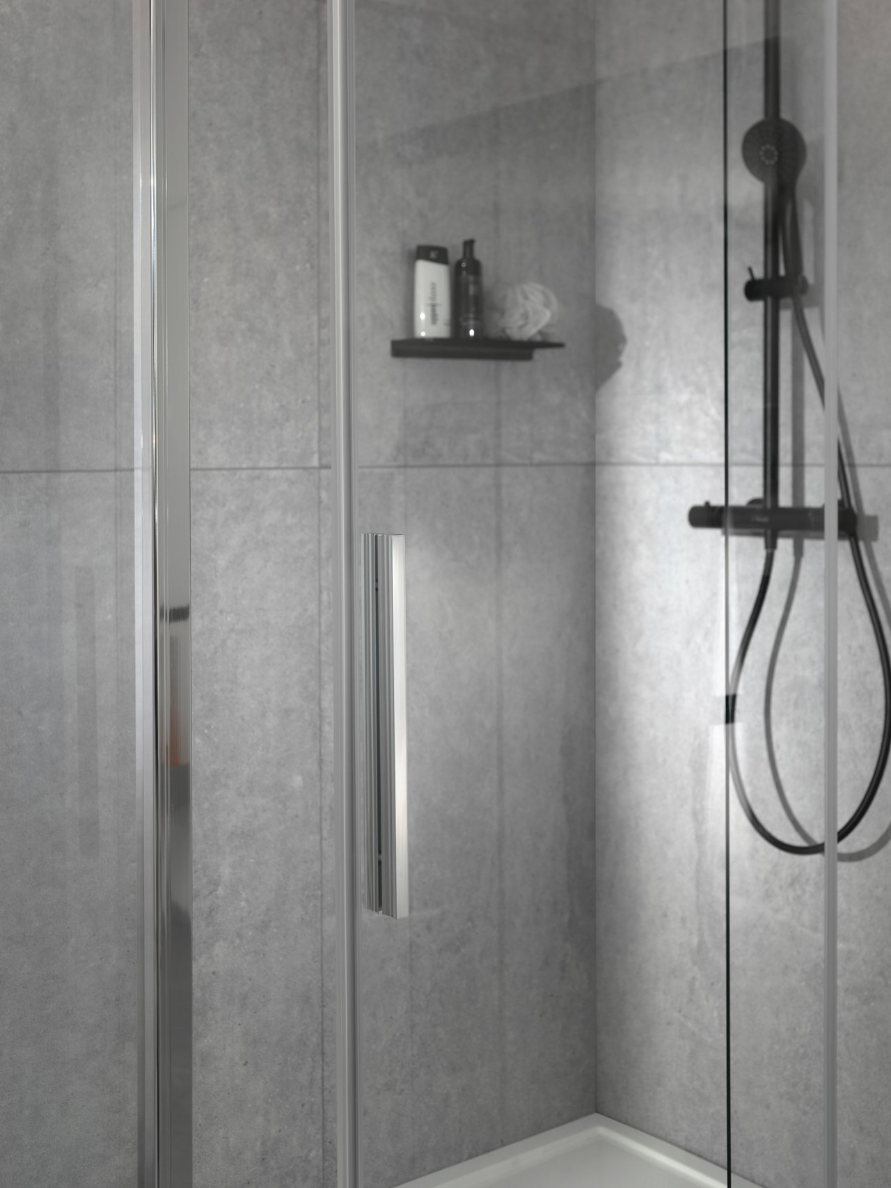 Luca Varess Morano douchecabine met draaideur en 2 vaste zijwanden 80 x 80 cm helder glas glans chroom profiel