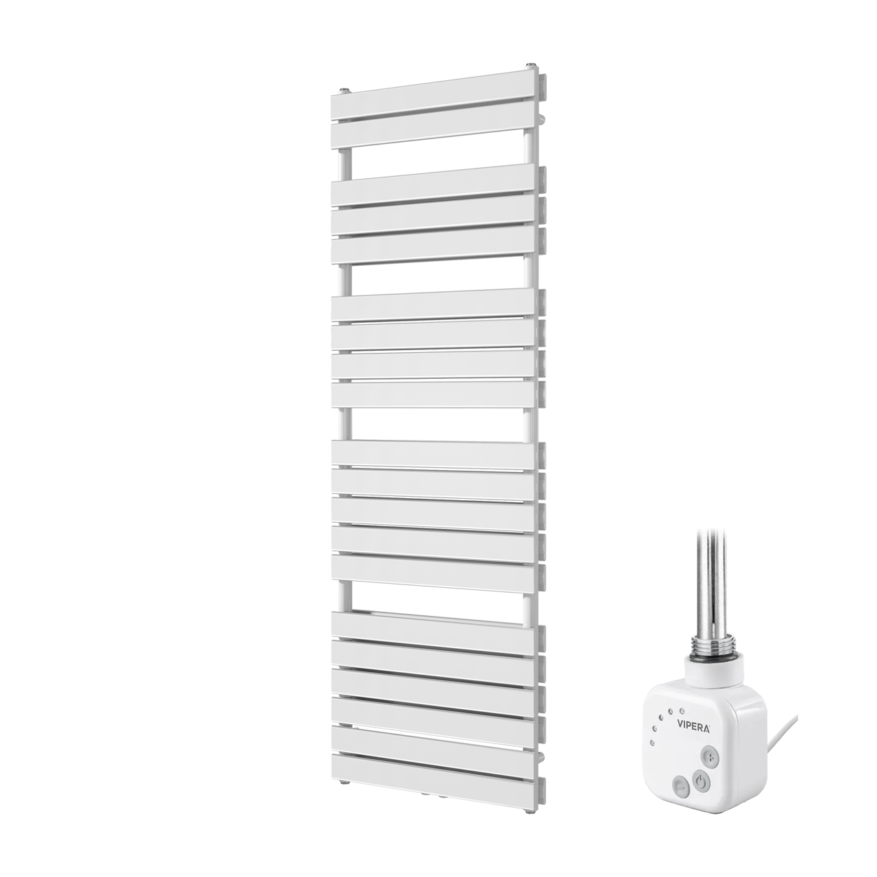 Vipera Vulcan dubbele handdoekradiator 60 x 183,5 cm elektrische verwarming glanzend wit zij- en middenaansluiting 1486W, weerstand inbegrepen