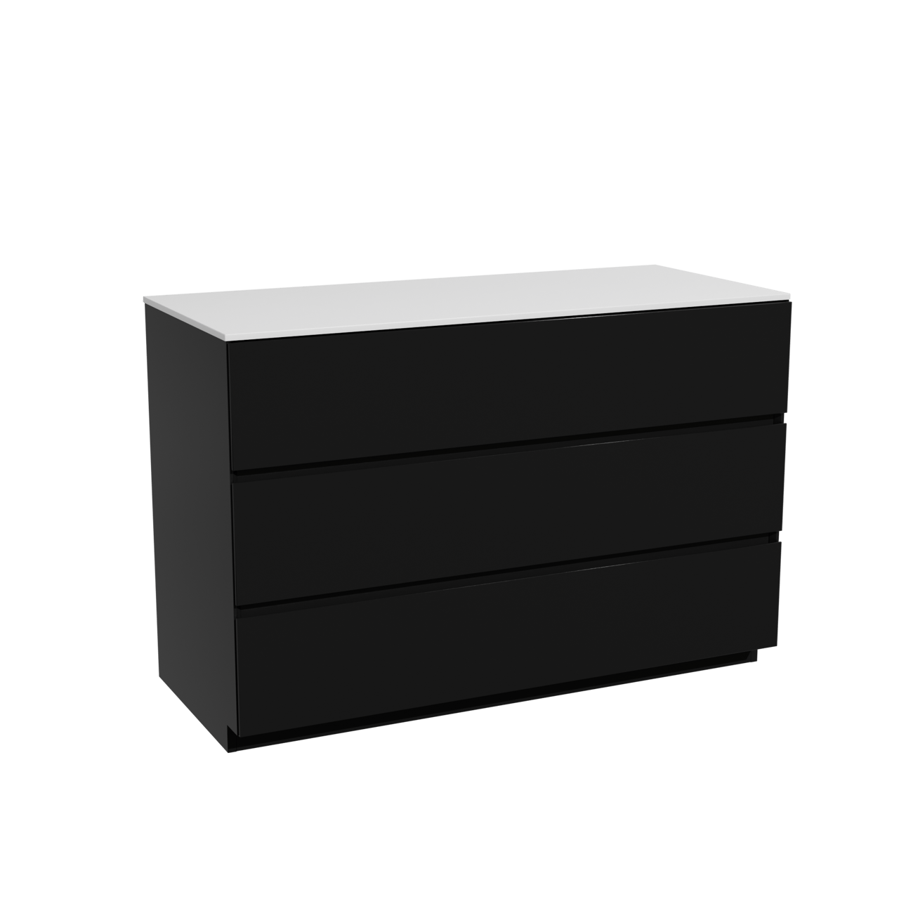 Storke Edge meuble salle de bains à poser 120 x 52 cm noir mat avec Tavola tablette simple ou double en solid surface blanc mat