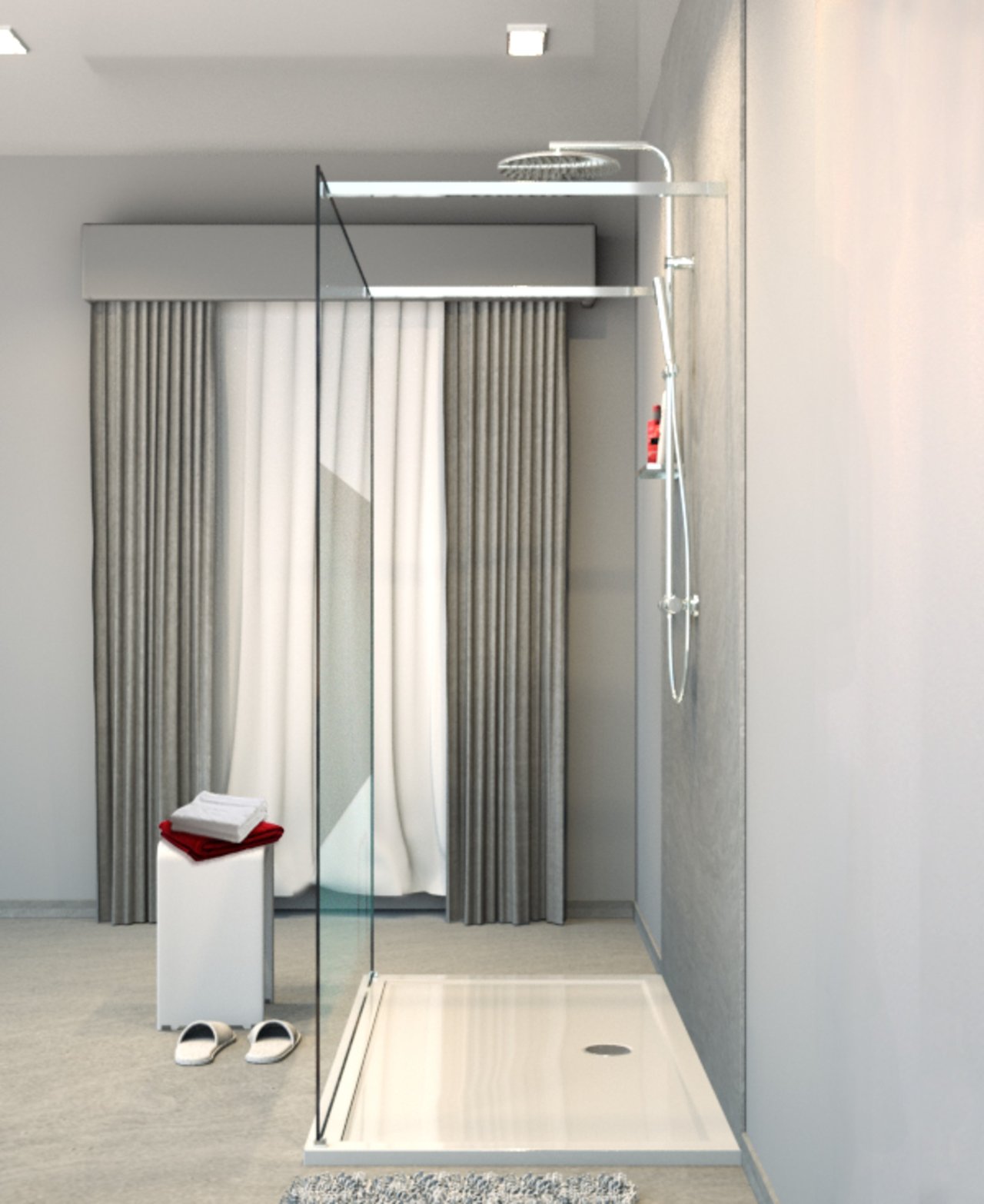 Balmani Modular douche à l'italienne avec paroi autoportante 180 x 200 cm verre transparent avec bande matte profil chrome brillant