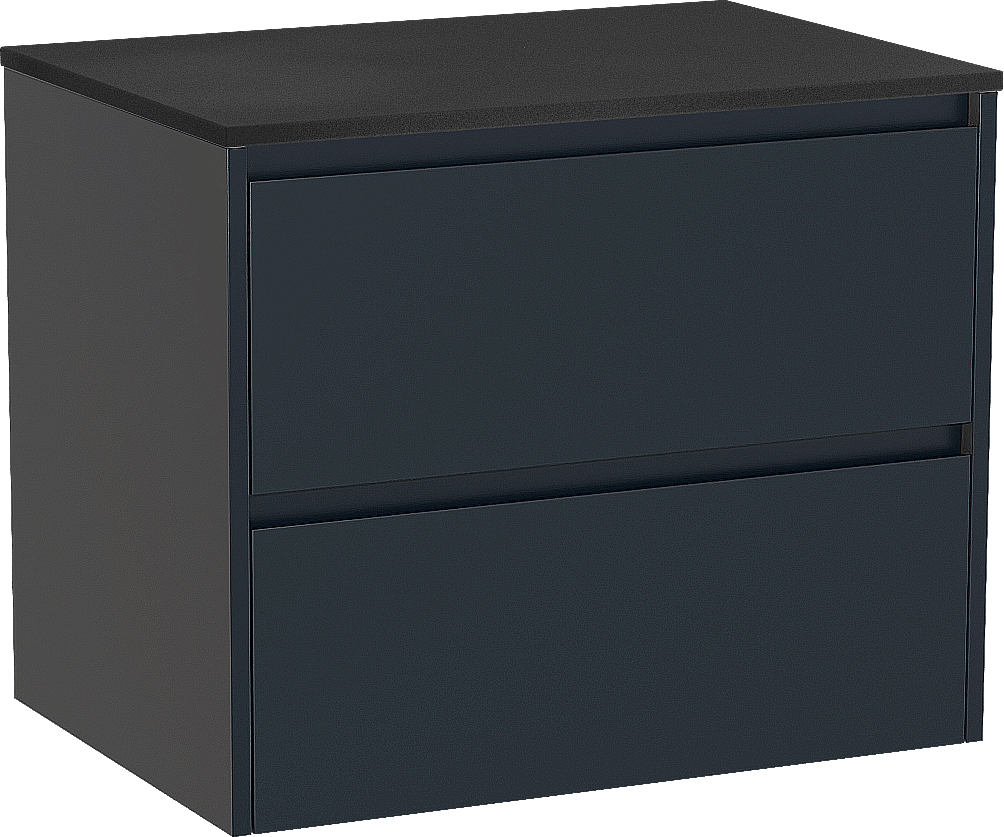 Storke Seda meuble salle de bains suspendu 75 x 52 cm bleu nuit avec Panton tablette simple en mdf enduit de poudre noir mat