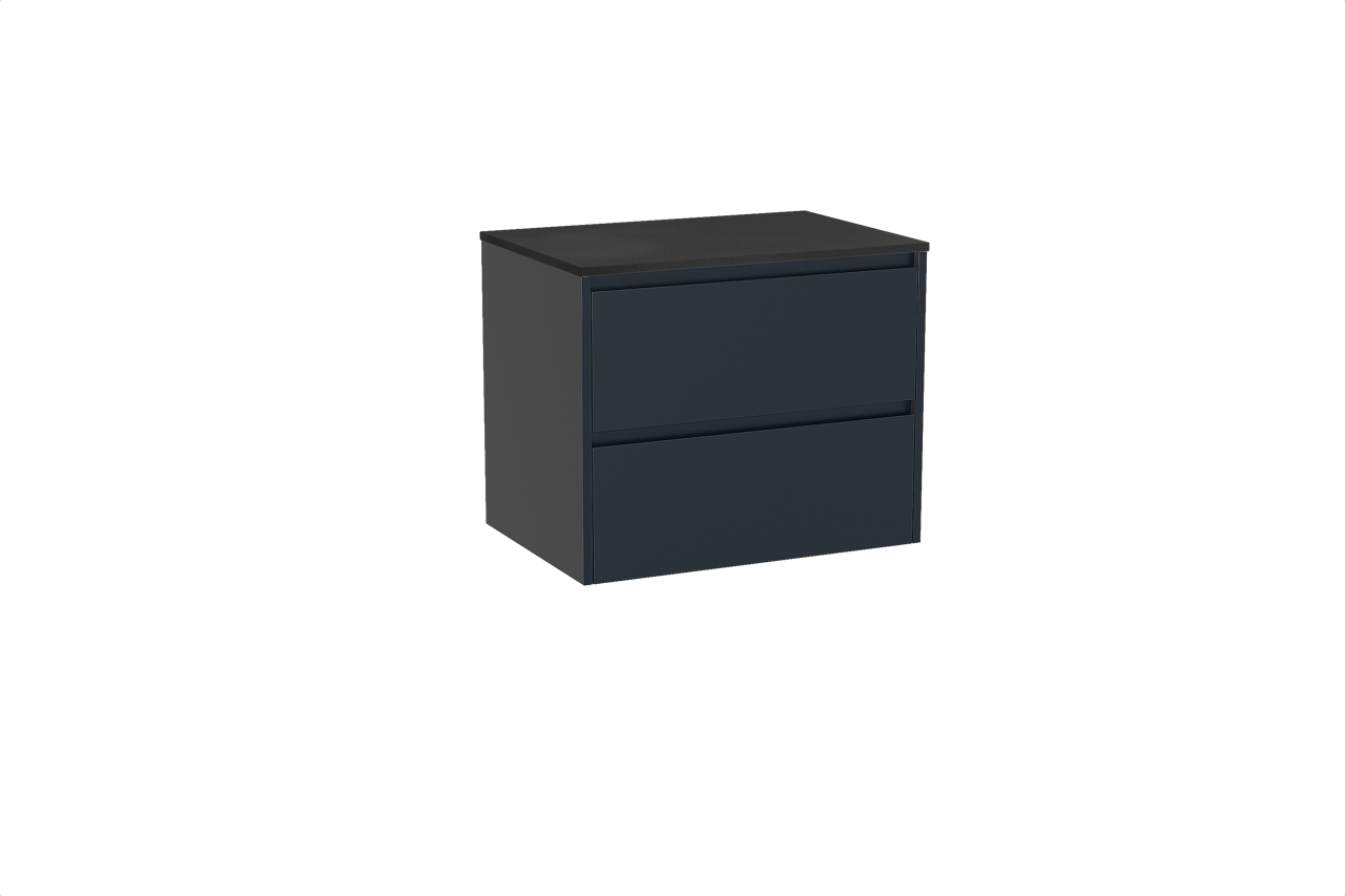 Storke Seda meuble salle de bains suspendu 75 x 52 cm bleu nuit avec Panton tablette simple en mdf enduit de poudre noir mat