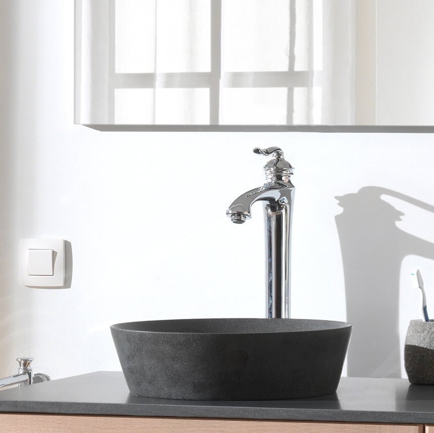 Balmani Still Aufsatzwaschbecken: Granit, poliert, rund, Ø 38 cm