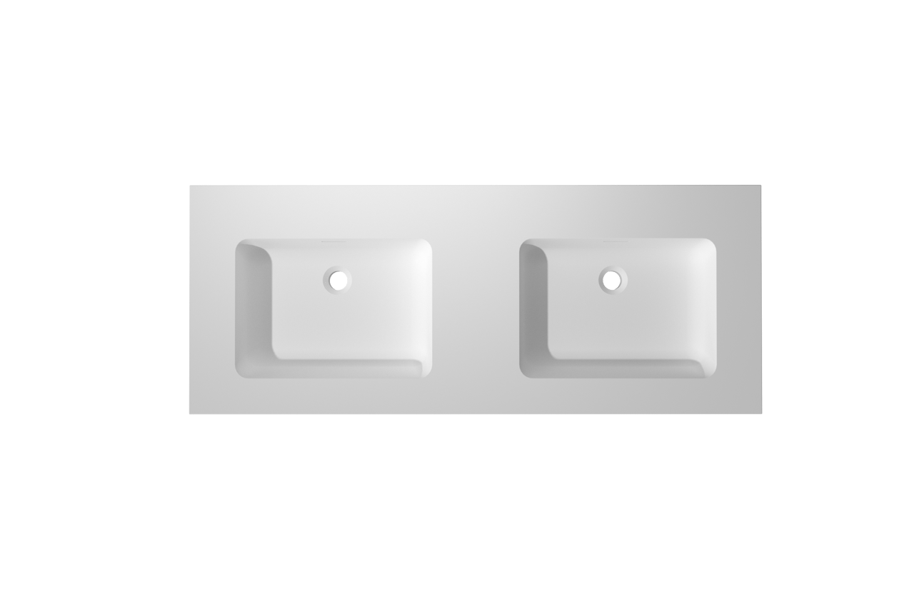 Storke Mata High double vasque Solid Surface mat 130 x 52 cm