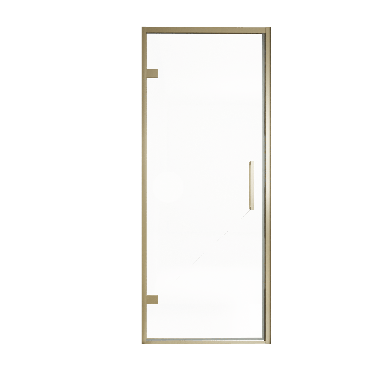 Balmani Senses Design douche draaideur links 90 cm x 210 cm Helder glas, Brushed Champagne Gold profielen, met coating