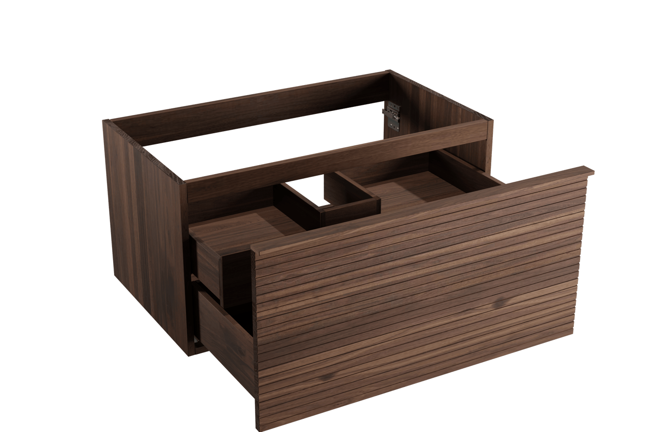 Balmani Forma meuble sous-lavabo suspendu nervure horizontale 90 x 55 cm noyer Américain 2 tiroirs