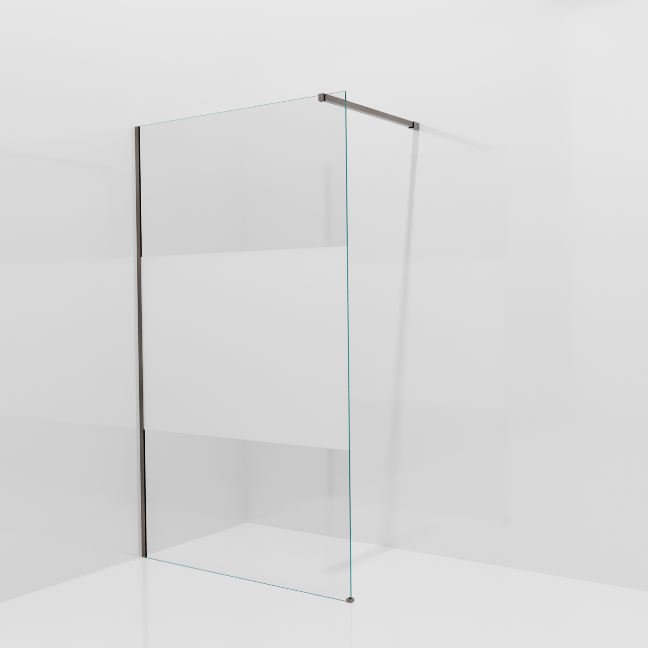 Balmani Modular inloopdouche: 120 x 200 cm, Helder glas met matte strook, Brushed GunMetal profielen