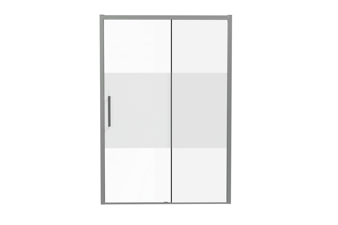 Luca Varess Senses rechtse douche schuifdeur 140 x 200 cm helder glas met matte strook glanzend chroom profiel