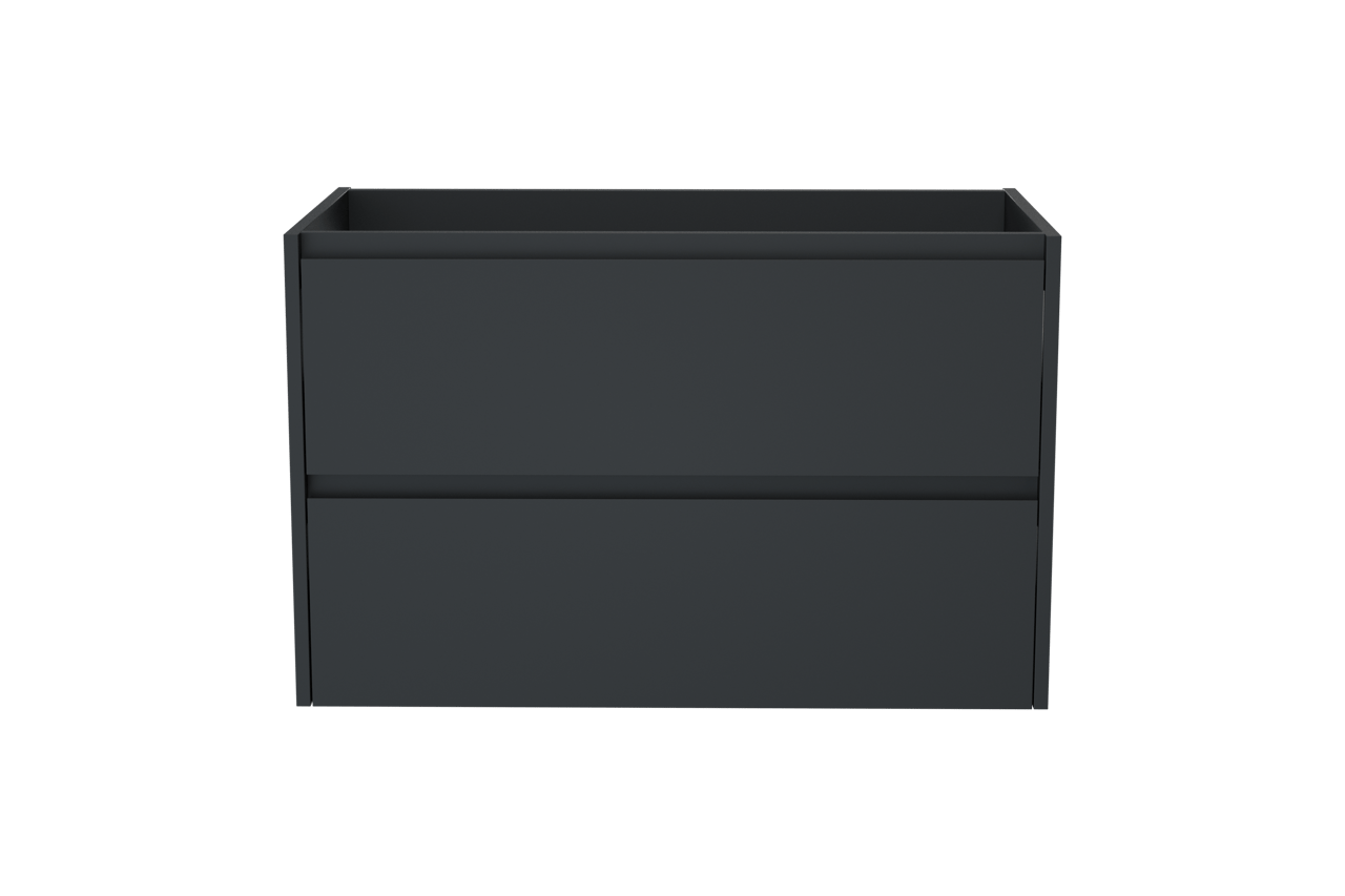 Storke Seda meuble sous-vasque suspendu 95 x 52 cm Noir Mat 2 tiroirs