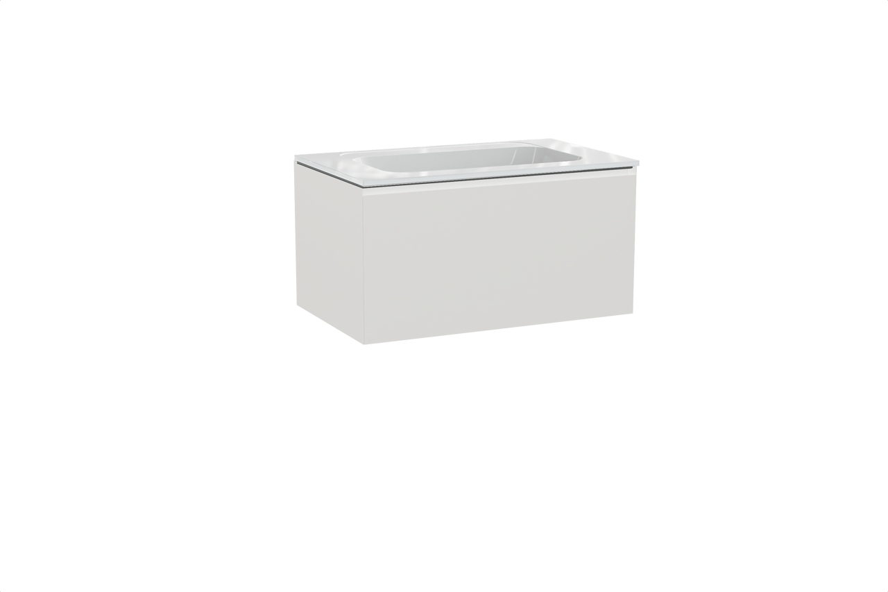 Balmani Idra hängendes Möbelstück Set: 90 x 55 cm, Weiß matt, mit Tablo Strada Einzelwaschtisch, Marmorkomposit Weiß glänzend