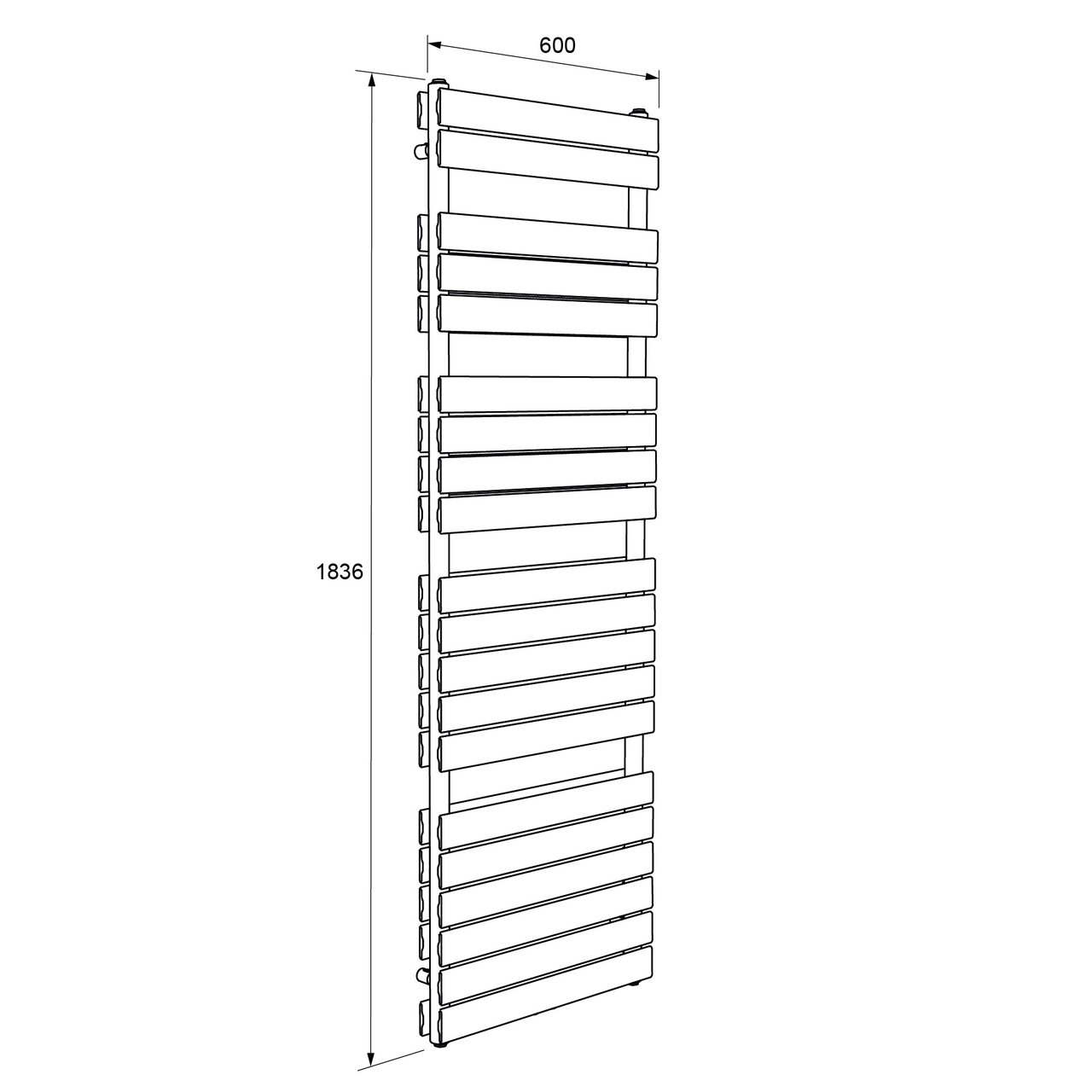 Vipera Vulcan sèche-serviettes double 60 x 183,5 cm chauffage électrique blanc mat raccordements latéral et central possibles 1.975W, résistance incluse