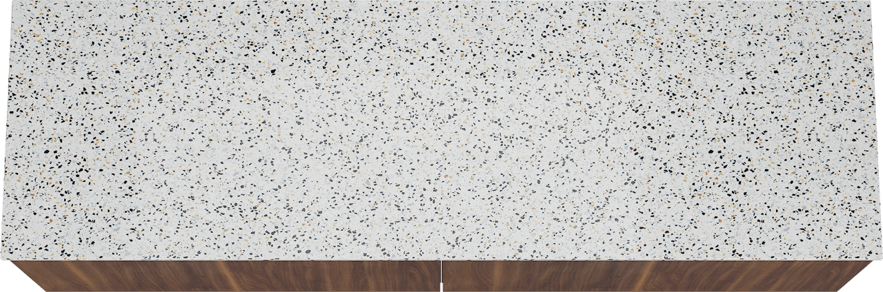 Balmani Sfera hängendes Möbelstück Set: 180 x 55 cm, Amerikanischer Nussbaum, mit Stretto Einzel- oder Doppel Waschtischplatte, Terrazzo in Weiß/Schwarz matt