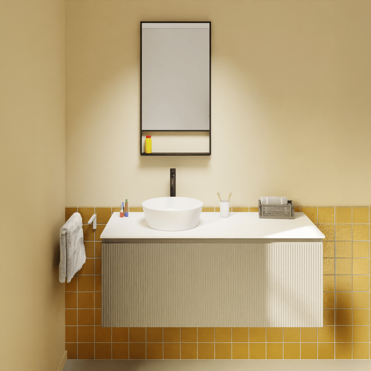 Luca Varess Bridge miroir rectangulaire noir 45 x 85 cm