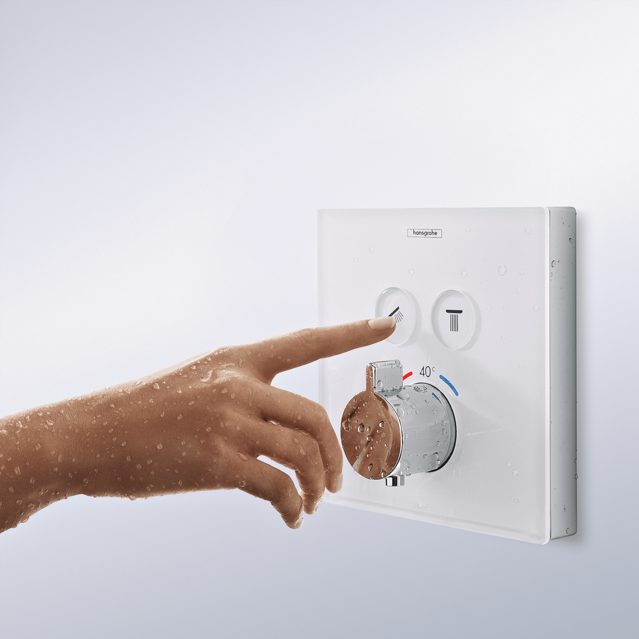 Hansgrohe Showerselect Glass Thermostat-Duscharmatur: Unterputz, für 2 Verbraucher, Chrom und Weiß glänzend