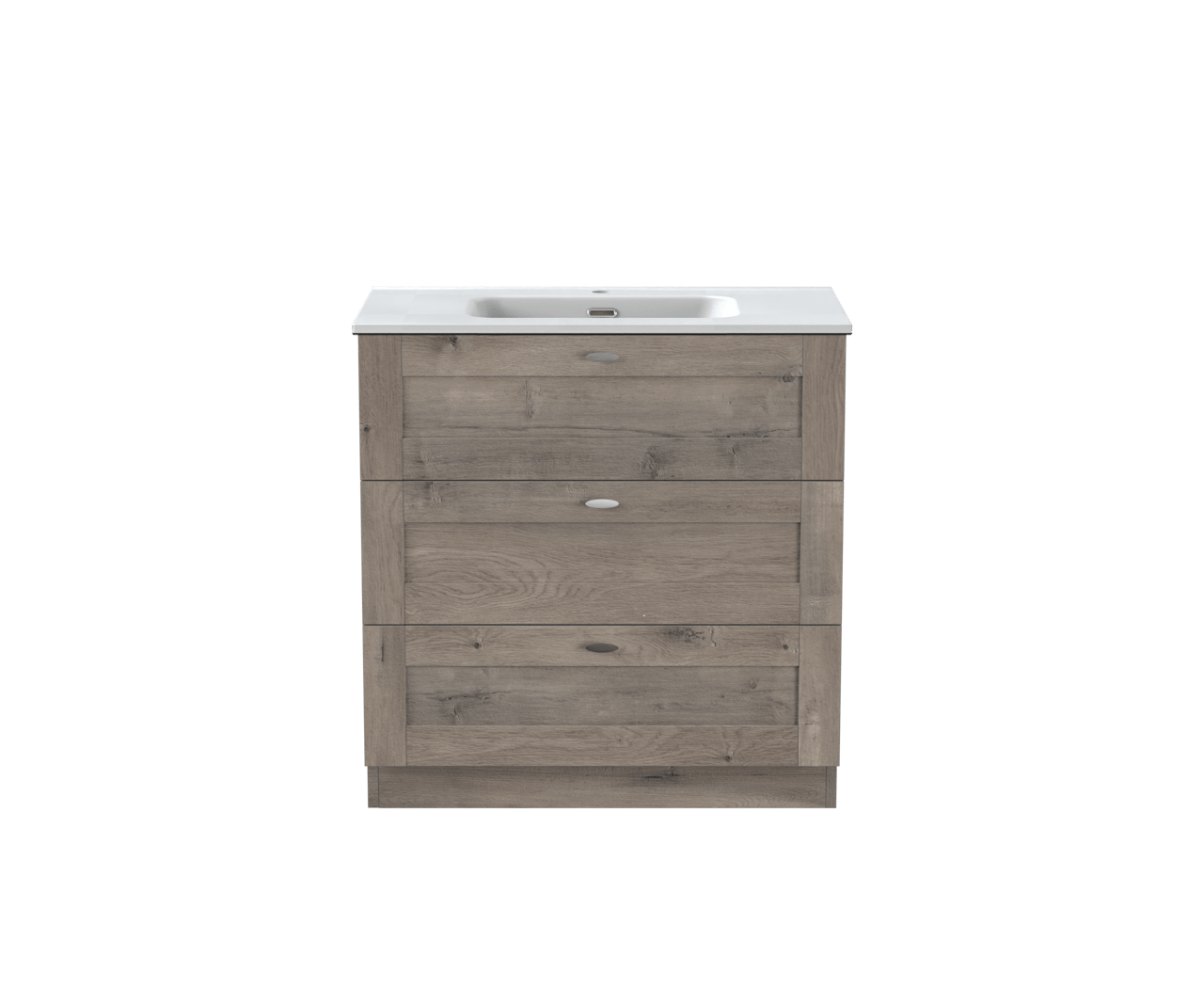 Linie Classo meuble salle de bains à poser 80 x 46 cm chêne gris avec Baro plan simple en porcelaine blanc mat