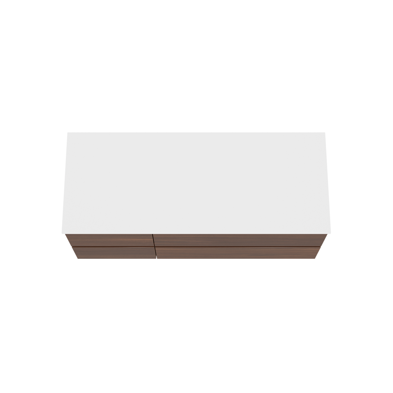 Balmani Lucida meuble salle de bains suspendu 135 x 55 cm noyer américain avec Stretto tablette simple ou double en solid surface blanc mat