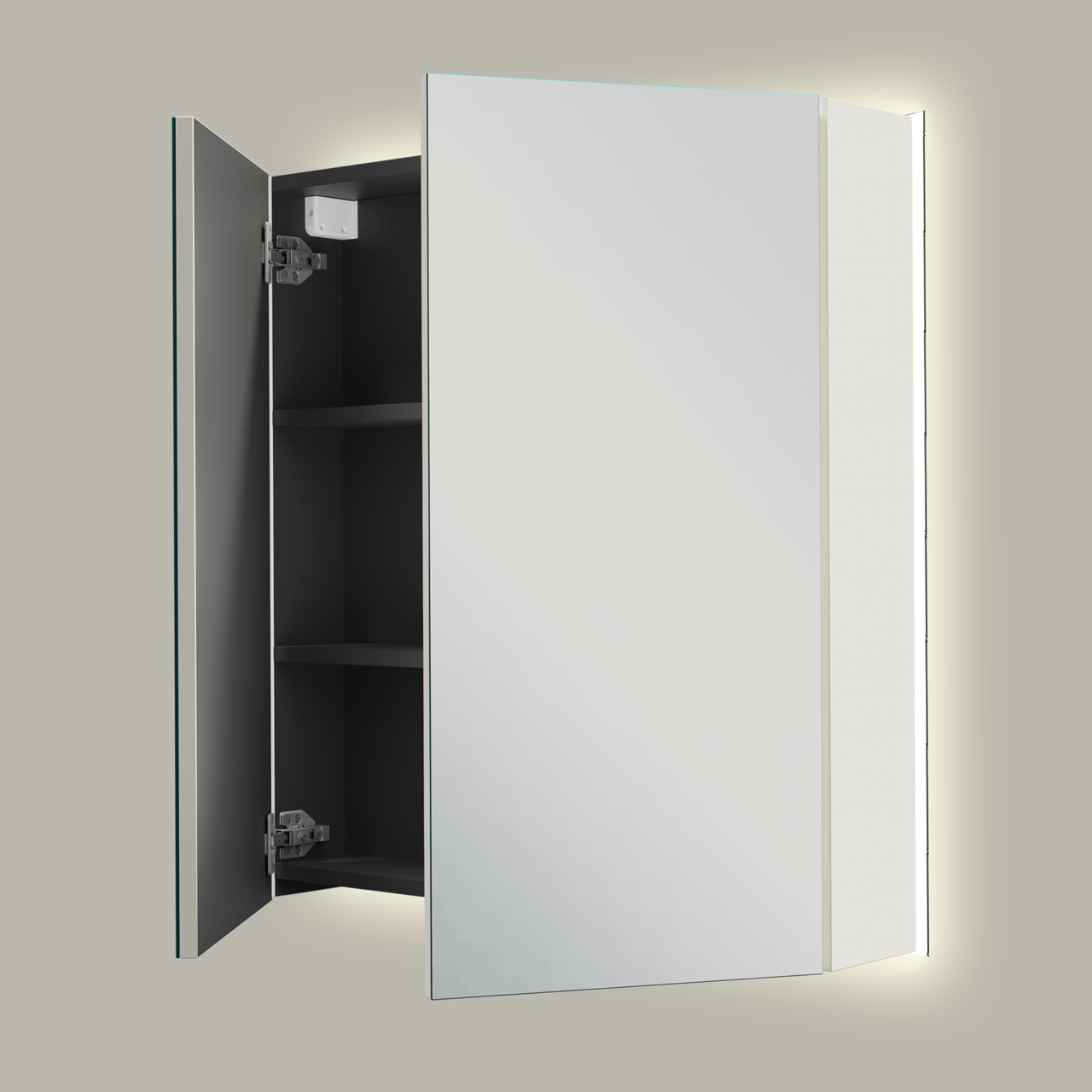 Linie Montro Spiegelschrank, 70 x 75 cm, weiß matt, mit Spiegelbeleuchtung