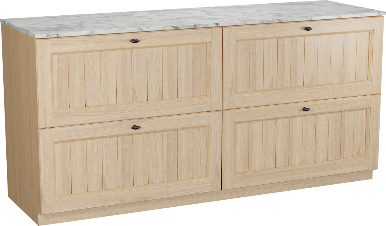 Balmani Lemon staand badkamermeubel 180 x 55 cm, fineer natuur eik met Stretto enkel of dubbel tablet in carrara