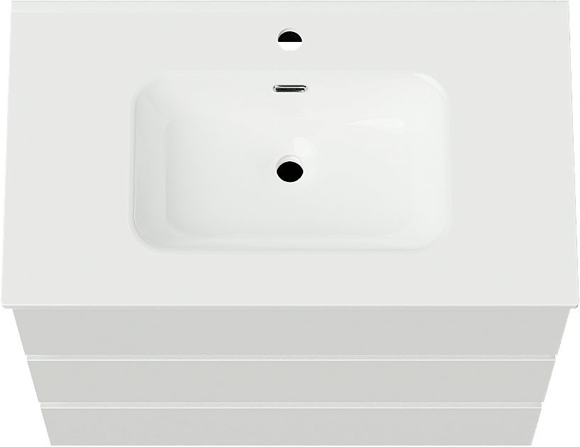 Linie Lado freistehendes Möbelstück Set: 80 x 46 cm, Weiß glänzend, mit Baro Einzelwaschtisch, Porzellan Weiß glänzend