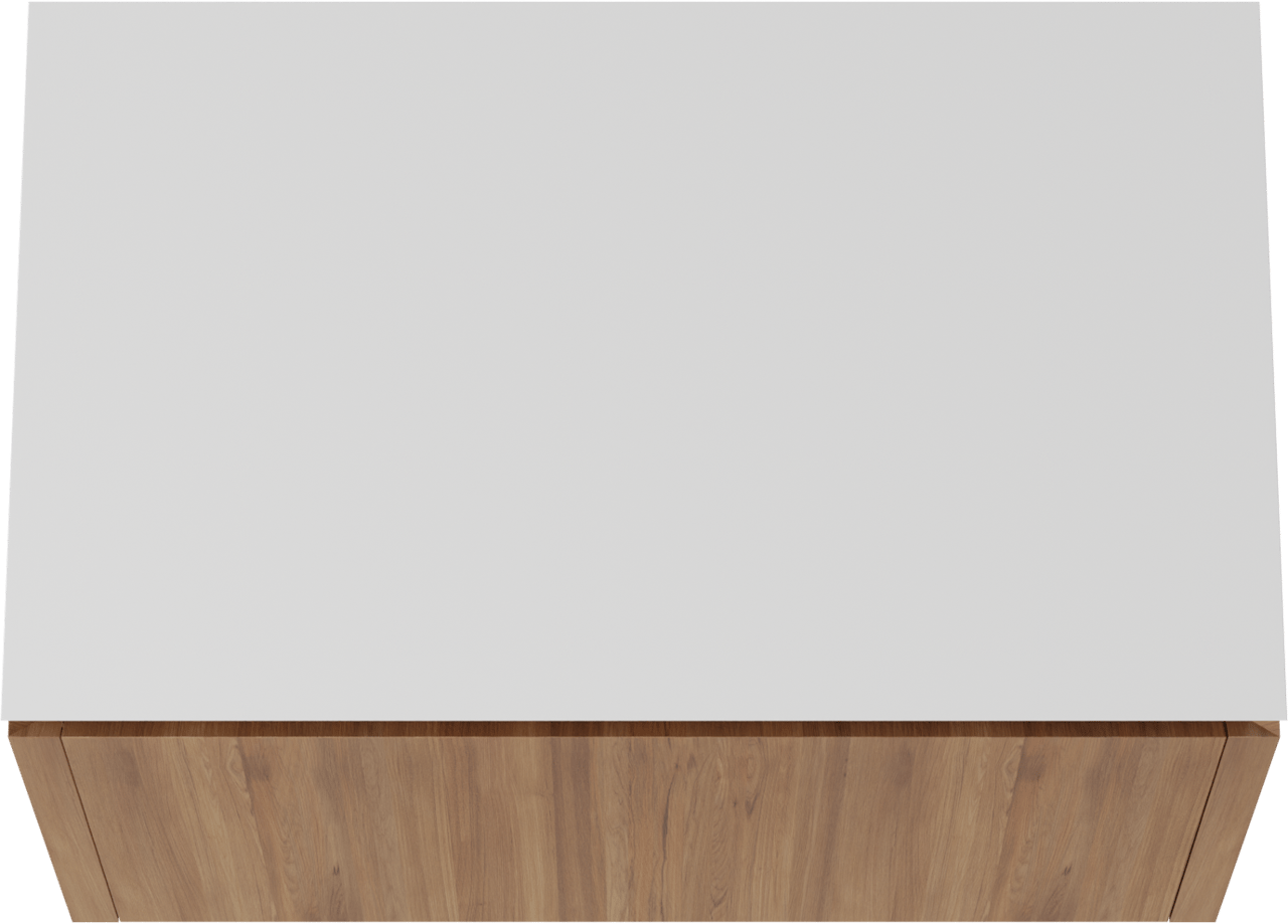 Balmani Eclips zwevend badmeubel 90 x 55 cm Teakhout met Eclips enkel wastafelblad in Solid Surface mat wit
