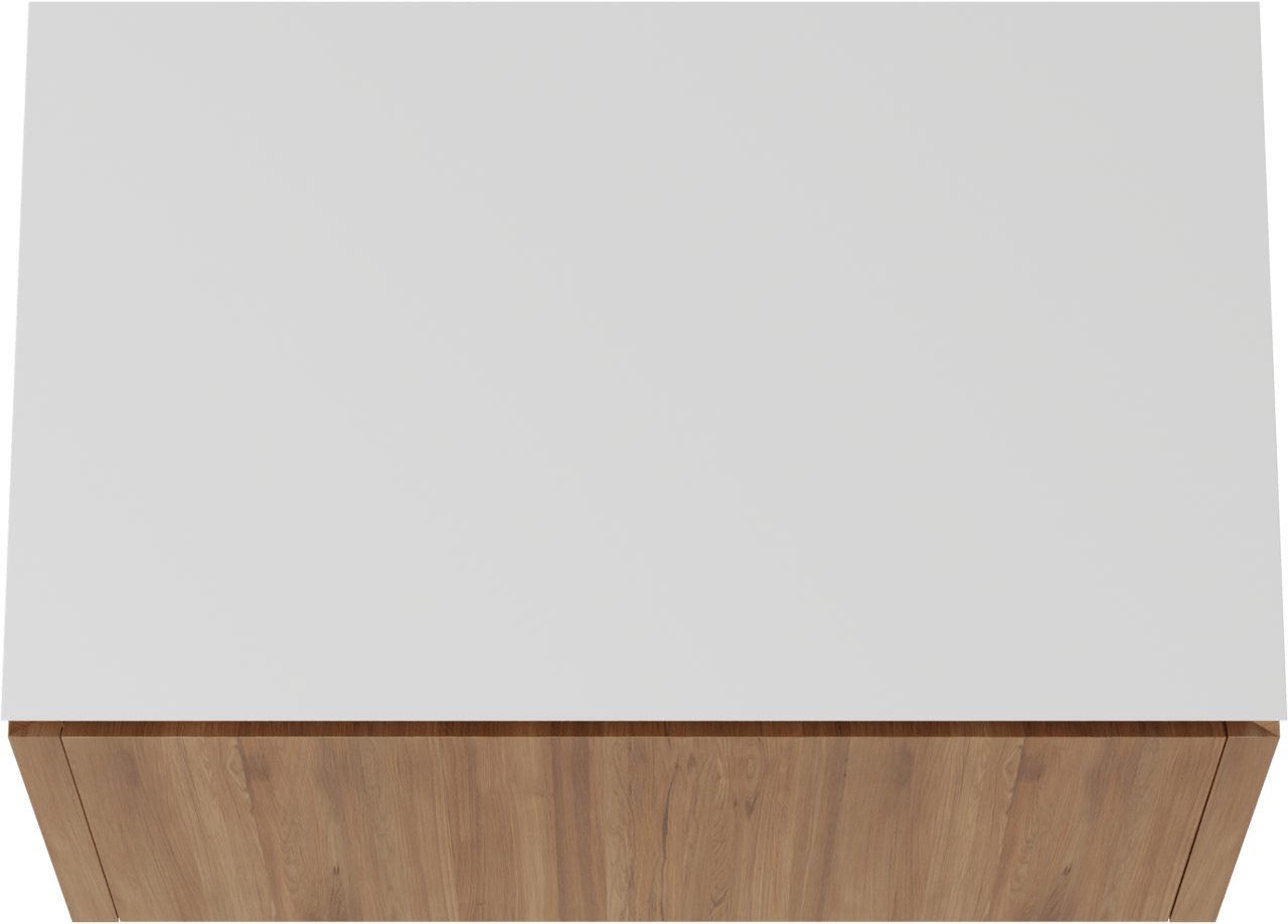 Balmani Eclips meuble salle de bains suspendu 90 x 55 cm Teck avec Eclips tablette simple en Solid Surface blanc mat