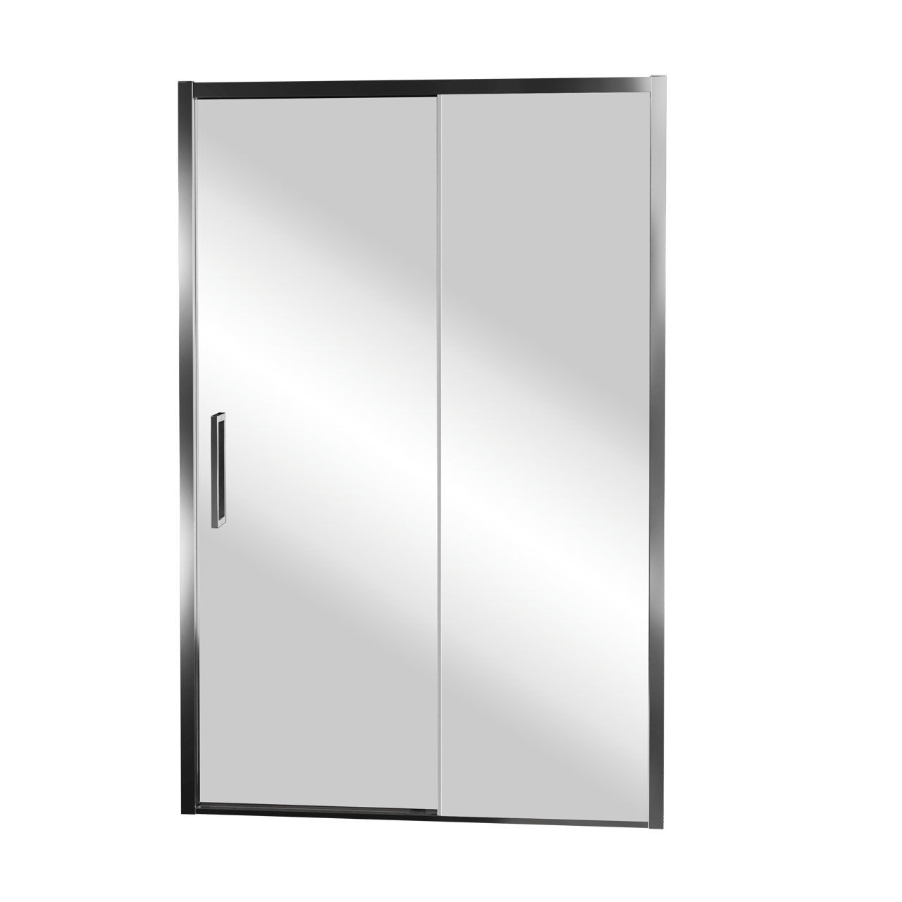 Balmani Senses Design porte coulissante à droite 140 cm x 210 cm verre Miroir Reflex, Profil chrome, coating inclus