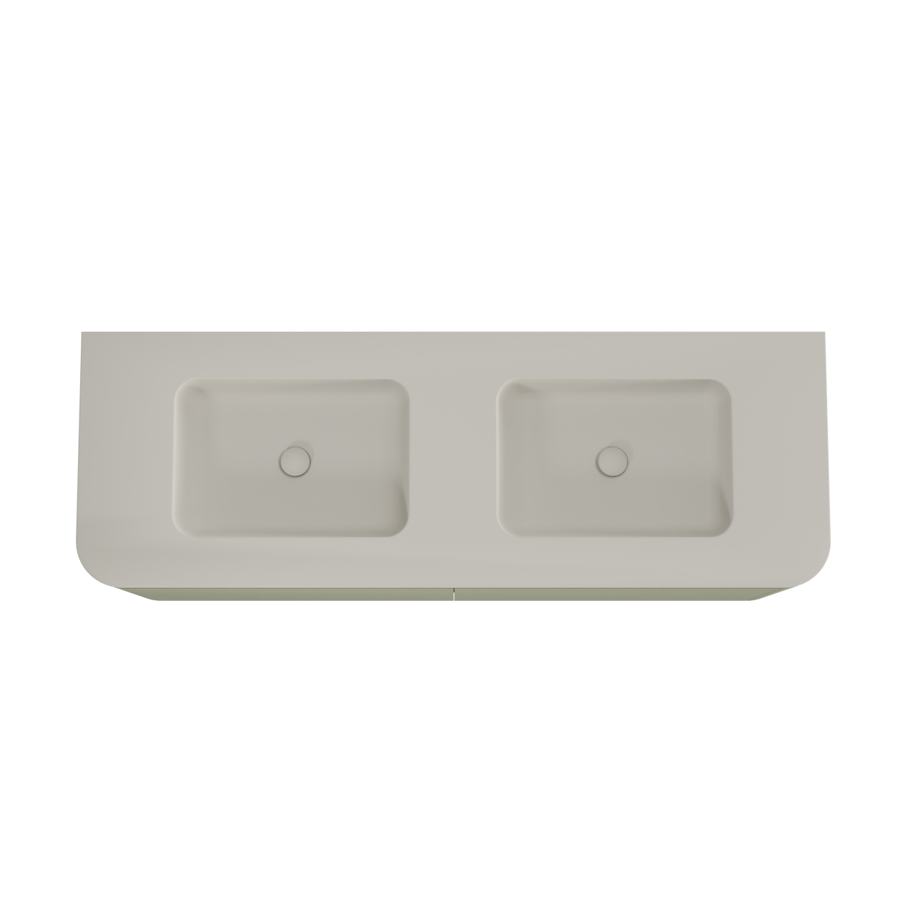 Balmani Moon meuble salle de bains suspendu 160 x 55 cm vert sauge avec Moon double vasque en top solid soie grise