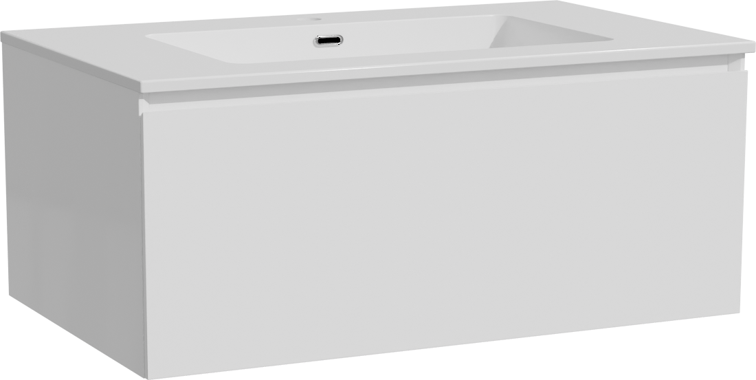 Storke Edge meuble salle de bains suspendu 85 x 52 cm blanc brillant avec Diva plan simple en marbre composite blanc brillant