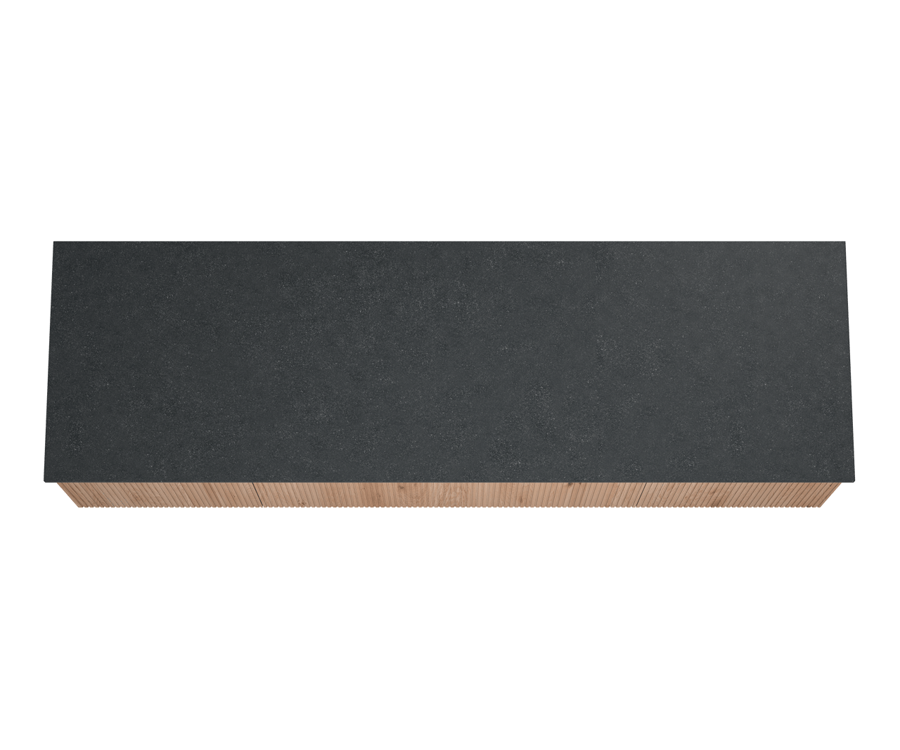 Balmani Forma zwevend badmeubel 180 x 55 cm naturel eiken met Stretto enkel of dubbel wastafelblad in zwart graniet, Verticale symmetrische rechte ribbel