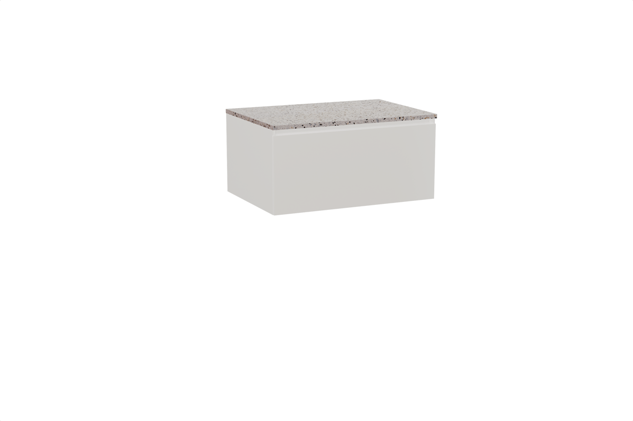 Storke Edge zwevend badkamermeubel 75 x 52 cm glanzend wit met Tavola enkel tablet in mat wit/zwart terrazzo