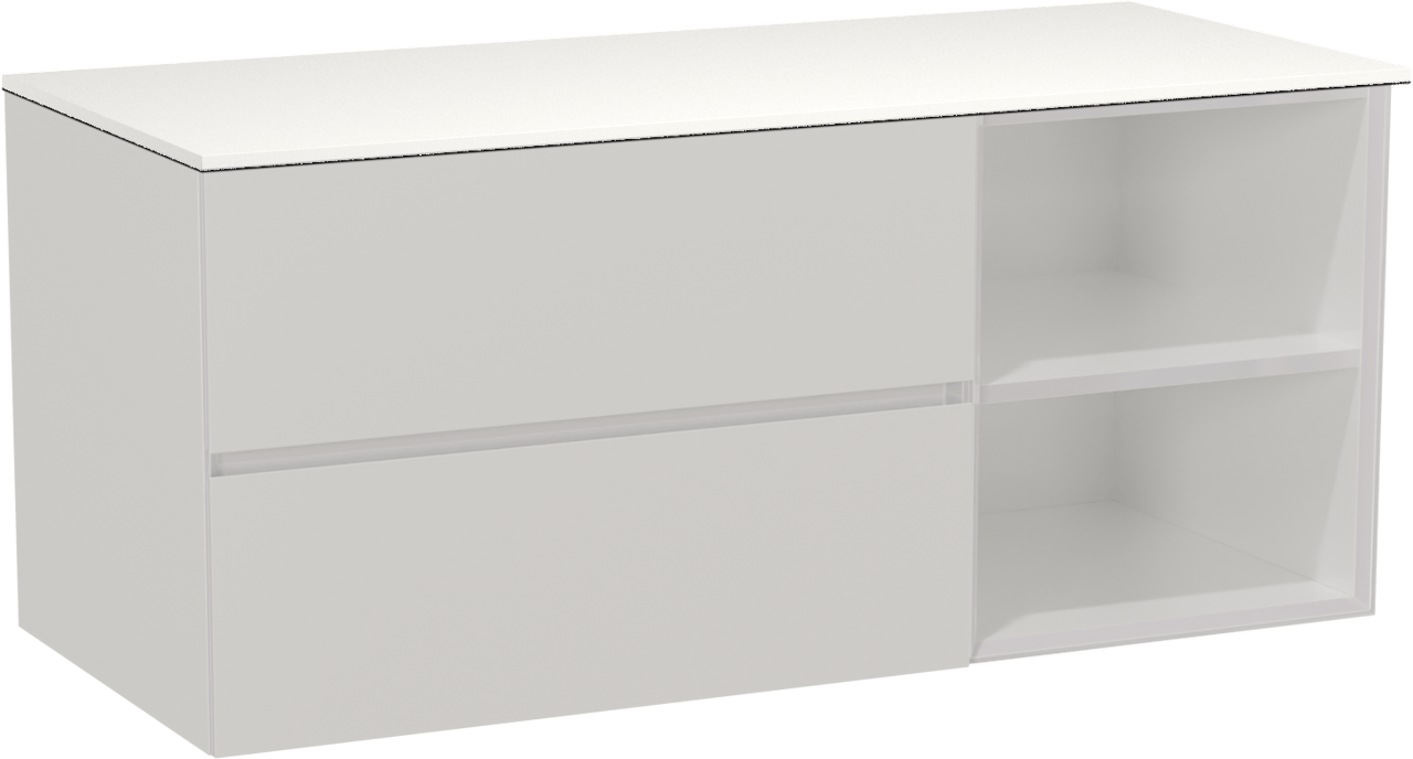 Storke Edge zwevend badmeubel 120 x 52 cm hoogglans wit met Tavola enkel of dubbel wastafelblad in solid surface mat wit