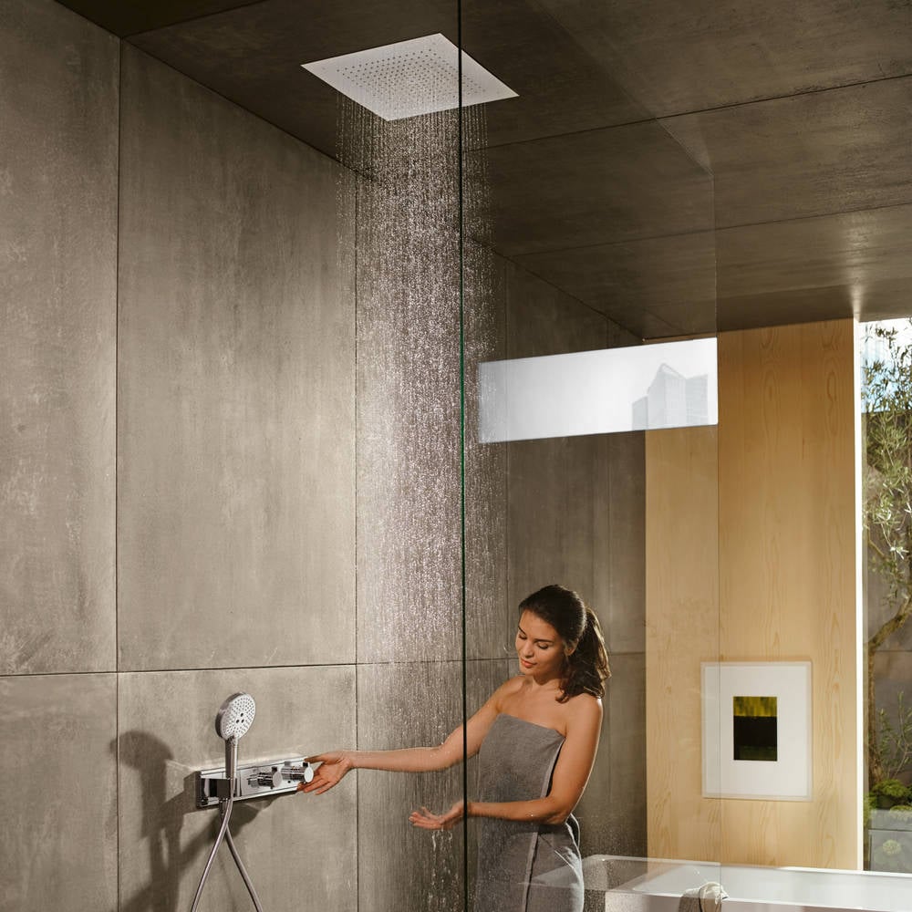 Hansgrohe Raindance E400 quadratische kopfdusche Regen-Duschkopf Ø40cm Chrom Glänzend