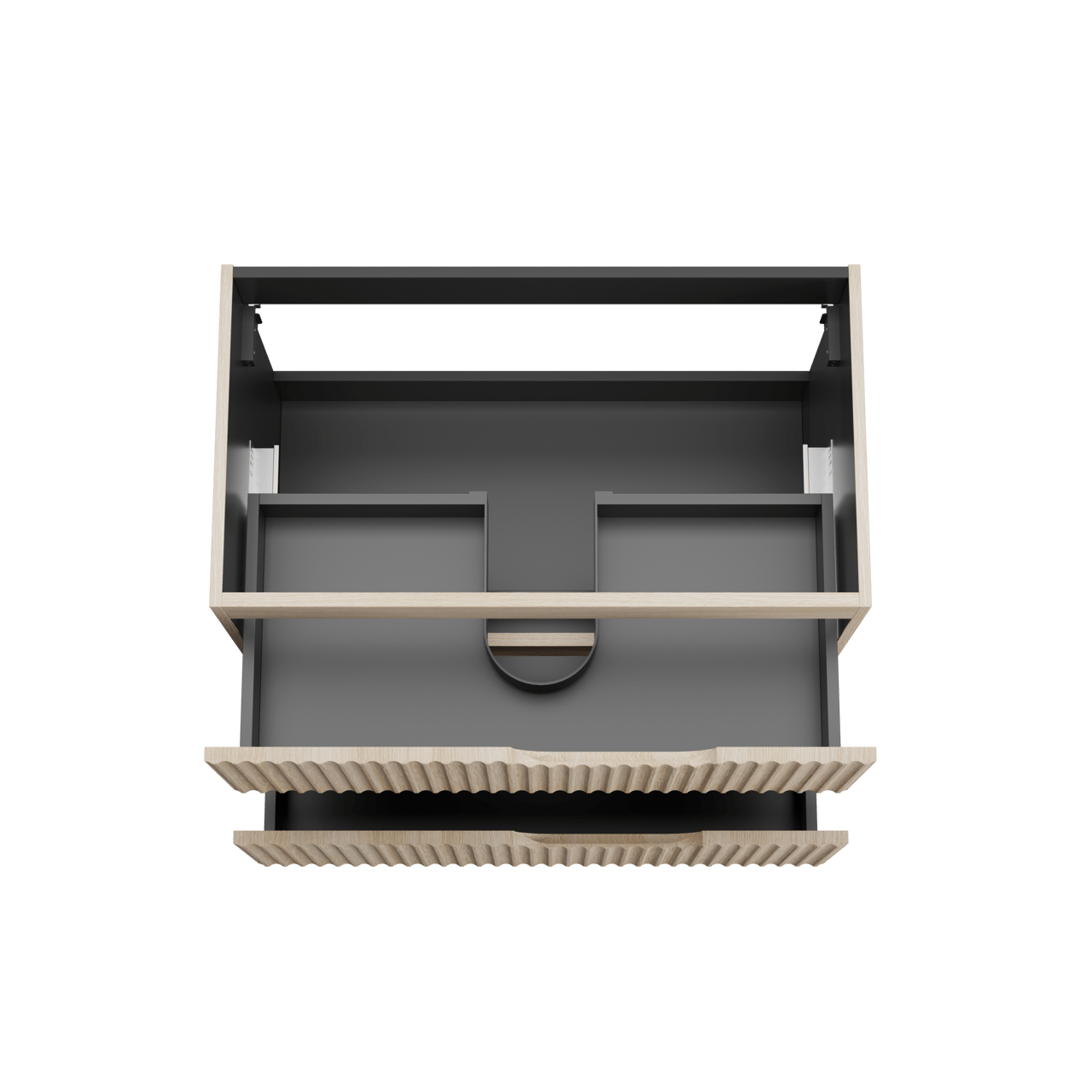 Linie Ribbo hängender Waschbeckenunterschrank: 80 x 46 cm, Eiche hell, 2 Schubladen