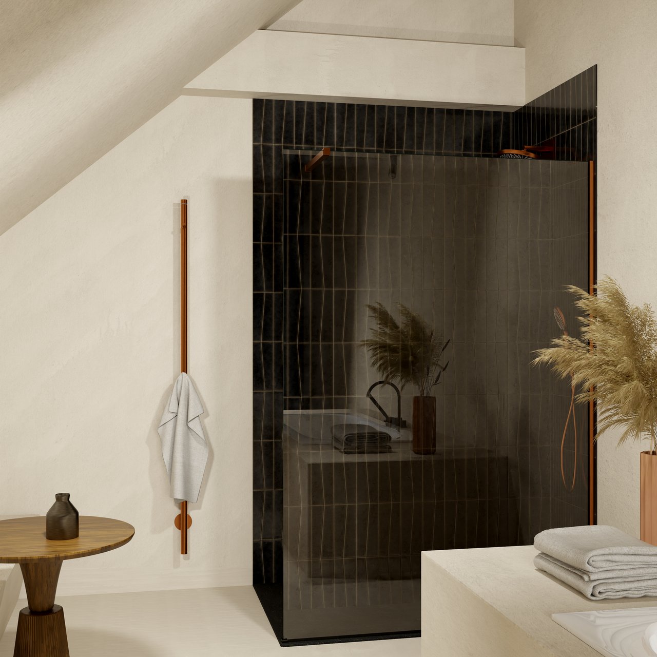 Blaufoss Mondo handdoekwarmer 3 x 170 cm brushed rosegold 35W