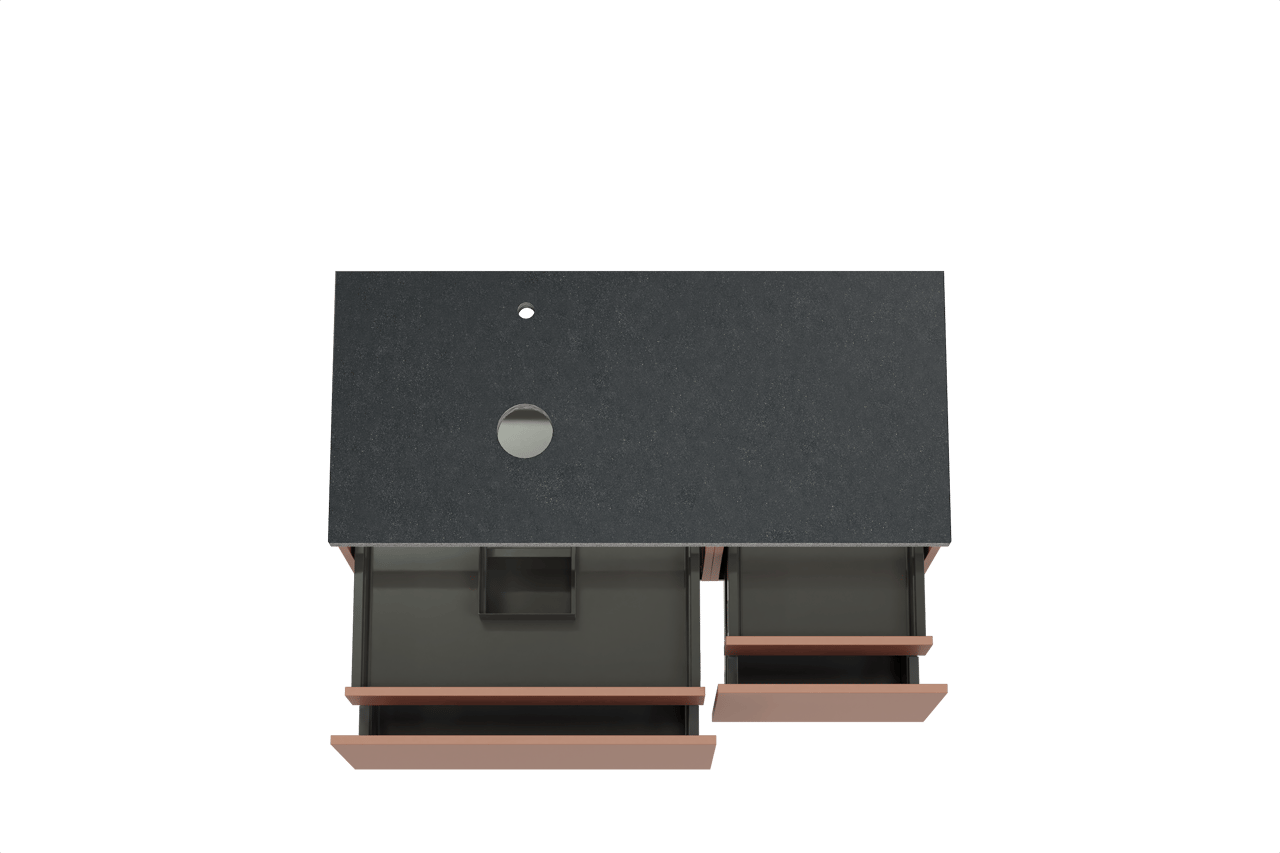 Balmani Sfera hängendes Möbelstück Set: 120 x 55 cm, Cotto, mit Rock Waschtisch links, Schwarzes Granit