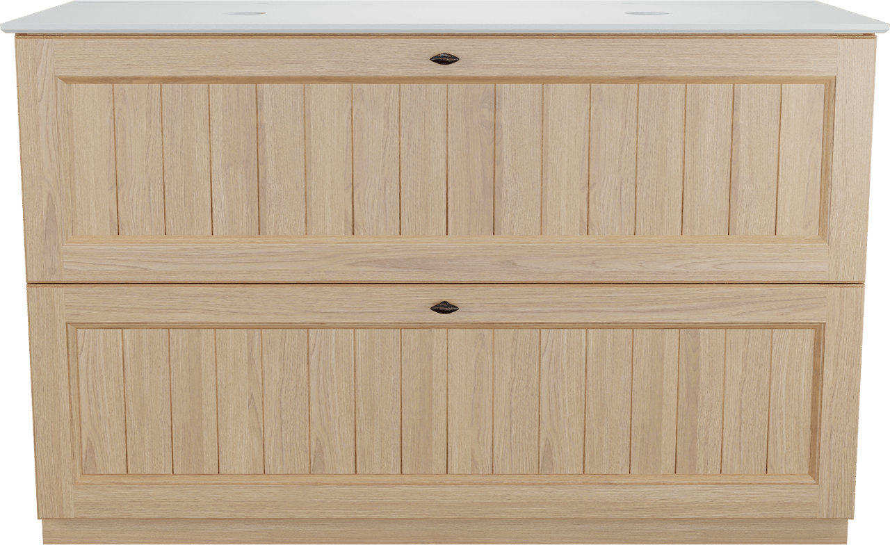 Balmani Lemon meuble salle de bains à poser 135 x 55 cm, placage chêne naturel avec Facetta tablette double en blanc mat